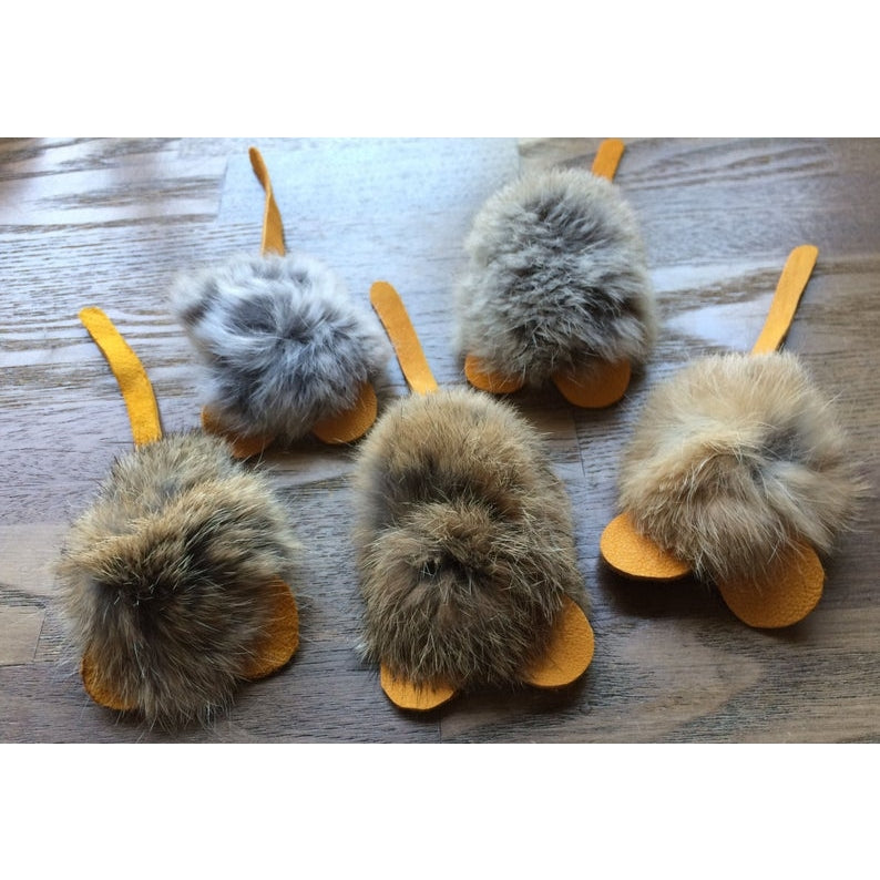 Souris en fourrure de lapin et cuir véritable Whiskers'n Paws