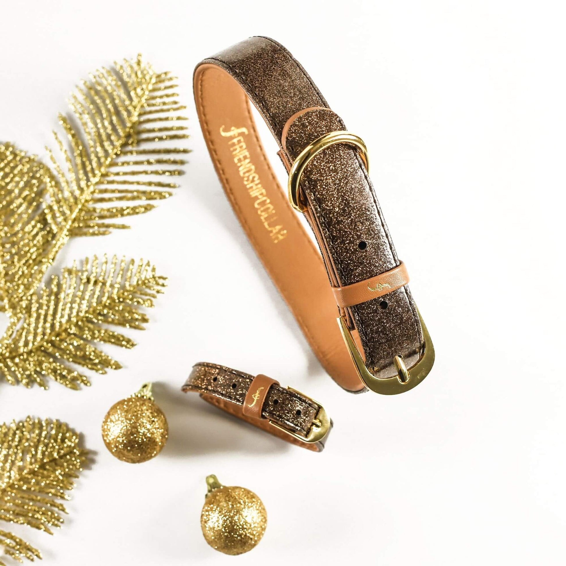 Friendship Collar - The Sparkling Pup : collier et bracelet assortis en bronze scintillant Friendship Collar