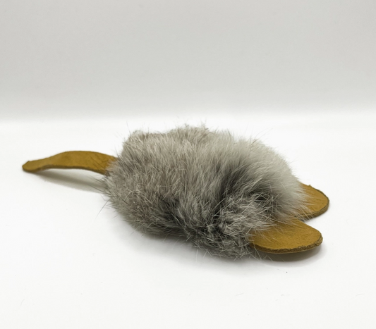 Souris en fourrure de lapin et cuir véritable