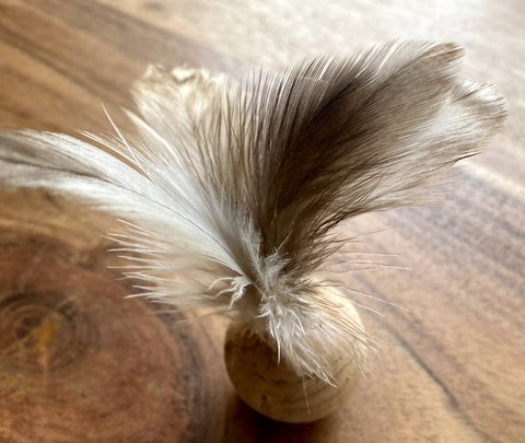 Natural Cork Ball, Rooster Feathers, Cat Toys, Birdie Whiskers 'n Paws Unique Pet Gifts, LLC
