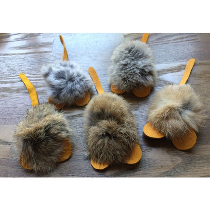 Souris en fourrure de lapin et cuir véritable Whiskers'n Paws
