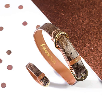 Friendship Collar - The Sparkling Pup : collier et bracelet assortis en bronze scintillant Friendship Collar